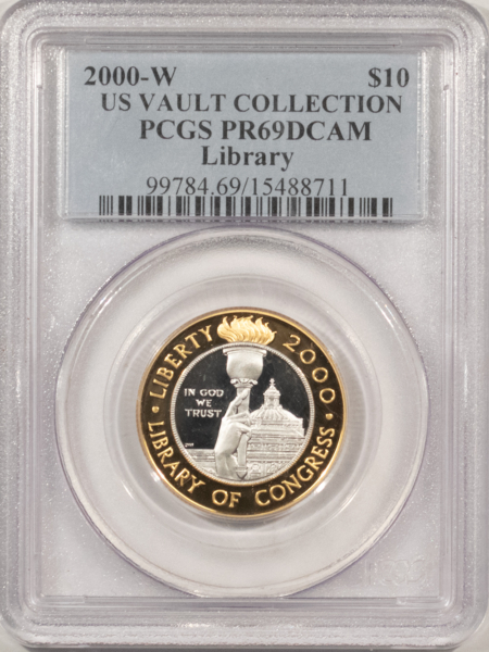 Modern Commems 2000-W $10 LIBRARY OF CONGRESS BIMETALLIC GOLD & PLATINUM COMMEM PCGS PR-69 DCAM