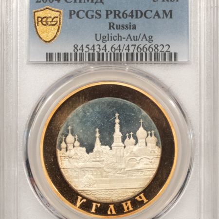 Bullion 2004 RUSSIA 5 ROUBLES GOLD/SIL BIMETAL Y#829 PCGS PR64 DCAM 23.3G GOLD 19.2G SIL