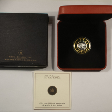 Bullion 2006 CANADA 10TH ANNIVERSARY $2 GOLD GOLD POLAR BEAR 22KT 1/3OZ AGW, GEM PR, OGP