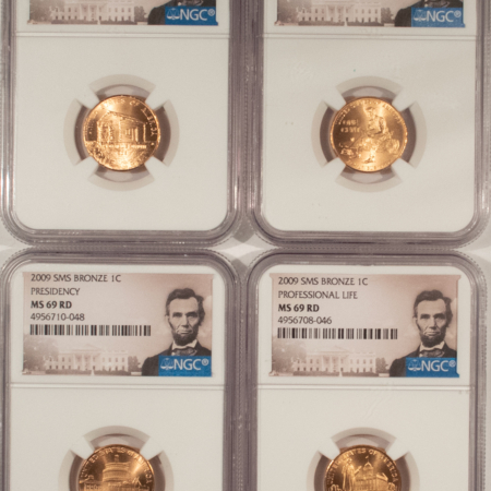 Lincoln Cents (Memorial) 2009 SMS BRONZE LINCOLN CENT SET/4 BICENTENNIAL – NGC MS-69 RD