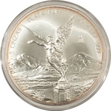 Bullion 2014 MEXICO 5 OZ .999 SILVER LIBERTAD 5 ONZAS LOT/5 GEM BU IN ORIGINAL CAPSULE!