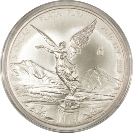 Bullion 2016 MEXICO 5 OZ .999 SILVER LIBERTAD 5 ONZAS LOT/5 GEM BU IN ORIGINAL CAPSULE!
