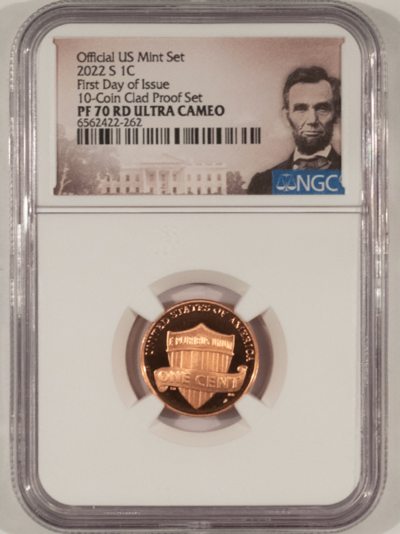 Lincoln Cents (Memorial) 2022-S PROOF LINCOLN SHIELD CENT – NGC PF-70 RD ULTRA CAMEO, 1ST DAY OF ISSUE!