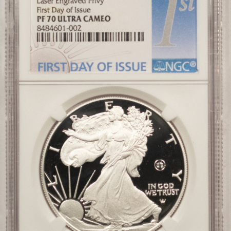 American Silver Eagles 2025-W PROOF AMERICAN SILVER EAGLE LASER ENGRAVED PRIVY NGC PF70 UCAM FIRST DAY