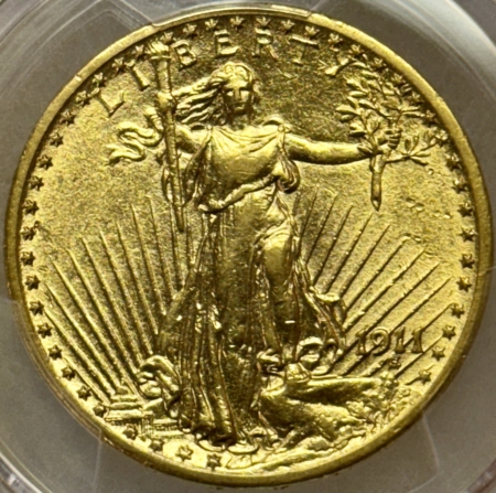 $20 1911 $20 ST GAUDENS GOLD DOUBLE EAGLE PCGS GENUINE CLEANED AU DETAIL BETTER DATE