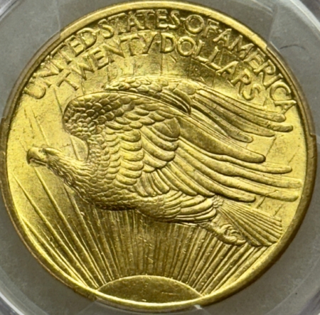 $20 1908 $20 ST GAUDENS GOLD DOUBLE EAGLE, NO MOTTO – PCGS MS-62!