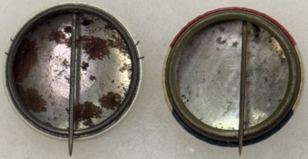 Miscellaneous 1940S WWII PATRIOTIC 1 1/4″ CELLO BUTTON PAIR INCL ICONIC 3 RATS NR MINT TO MINT