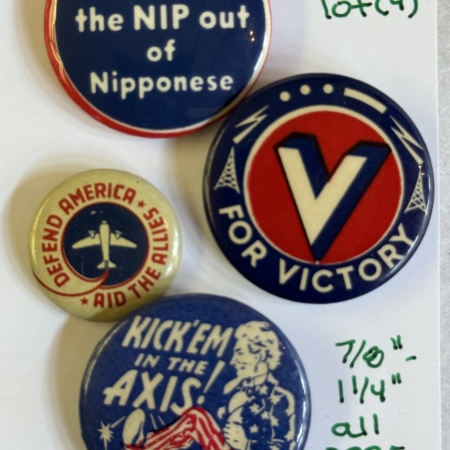 Miscellaneous 1940S WORLD WAR II ALLIES PATRIOTIC BUTTON LOT/4, 7/8″ – 1 1/4″ ALL NEAR MINT