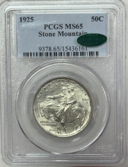 CAC Approved Coins 1925 STONE MOUNTAIN COMMEMORATIVE HALF DOLLAR – PCGS MS-65 CAC, PREMIUM QUALITY!