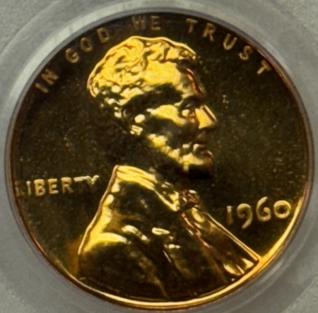 Lincoln Cents (Memorial) 1960 PROOF LINCOLN CENT, LARGE/SMALL DATE – PCGS PR-66 RD, NICE BRIGHT RED