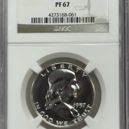 Franklin Halves 1957 PROOF FRANKLIN HALF DOLLAR – NGC PF-67, SUPERB AND WHITE!