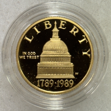 Gold Commems 1989-W $5 CONGRESS GOLD COMMEMORATIVE .2419 OZ AGW- GEM PROOF IN CAPSULE!