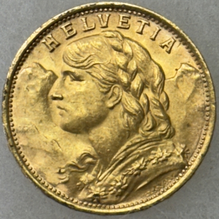 Bullion 1935-B SWITZERLAND GOLD 20 FRANCS, .1867 OZ AGW KM#35.1, BRILLIANT UNCIRCULATED