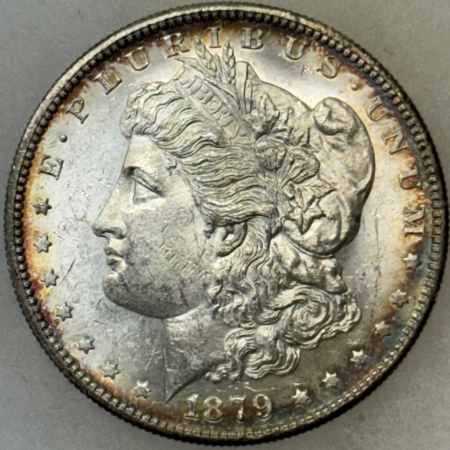 Dollars 1879-S $1 MORGAN DOLLAR – PRETTY, FLASHY BRILLIANT UNCIRCULATED, SEMI-PROOFLIKE!