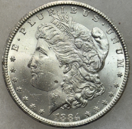 Dollars 1884-CC $1 MORGAN DOLLAR – FROSTY CHOICE BRILLIANT UNCIRCULATED! CARSON CITY!