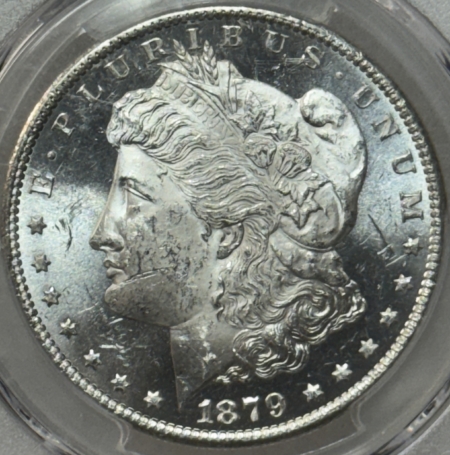 Dollars 1879-S $1 MORGAN DOLLAR – PCGS MS-63, BLAST WHITE, SEMI-PROOFLIKE!