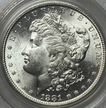 Dollars 1881-S $1 MORGAN DOLLAR – PCGS MS-64, FLASHY & OLD GREEN HOLDER!