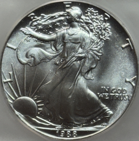 American Silver Eagles 1988 $1 AMERICAN SILVER EAGLE SET 1 OZ .999 ICG MS-69, 20TH ANNIVERSARY #70/1986
