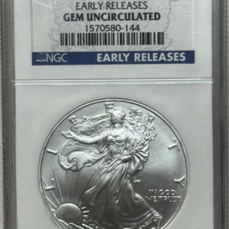 American Silver Eagles 2007 $1 AMERICAN SILVER EAGLE, 1 OZ .999 – NGC GEM UNCIRCULATED, EARLY RELEASES