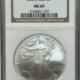 American Silver Eagles 2008-W $1 BURNISHED AMERICAN SILVER EAGLE, 1 OZ .999 – NGC MS-69
