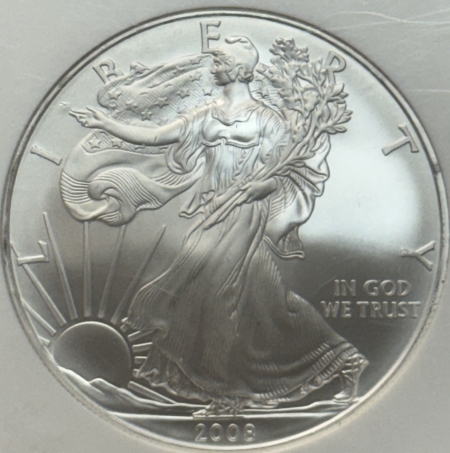 American Silver Eagles 2008 $1 AMERICAN SILVER EAGLE, 1 OZ .999 – NGC MS-69