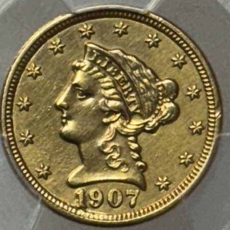 $2.50 1907 $2.50 LIBERTY GOLD QUARTER EAGLE – PCGS GENUINE REPAIRED-AU DETAIL!