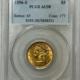 $20 1908 $20 ST GAUDENS GOLD DOUBLE EAGLE, NO MOTTO – PCGS MS-61, LOOKS CHOICE! OGH!