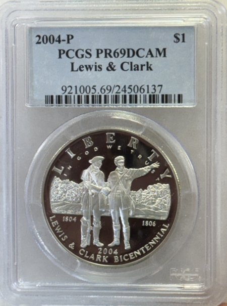 Modern Commems 2004-P PROOF LEWIS & CLARK $1 SILVER COMMEMORATIVE – PCGS PR-69 DCAM