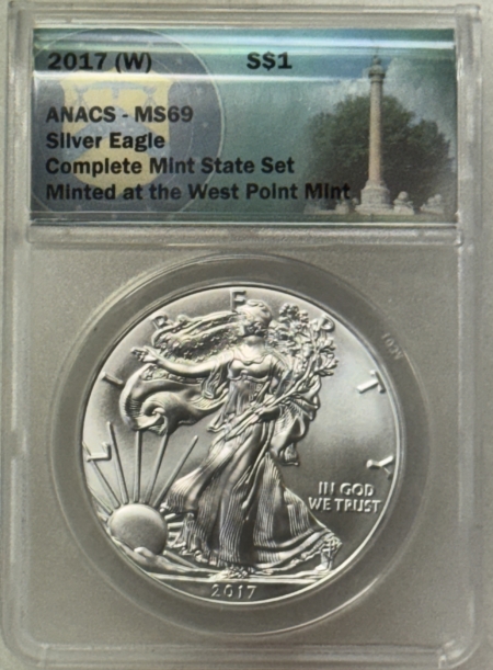 American Silver Eagles 2017 (W) $1 AMERICAN SILVER EAGLE  1 OZ .999 COMPLETE MINT STATE SET ANACS MS-69