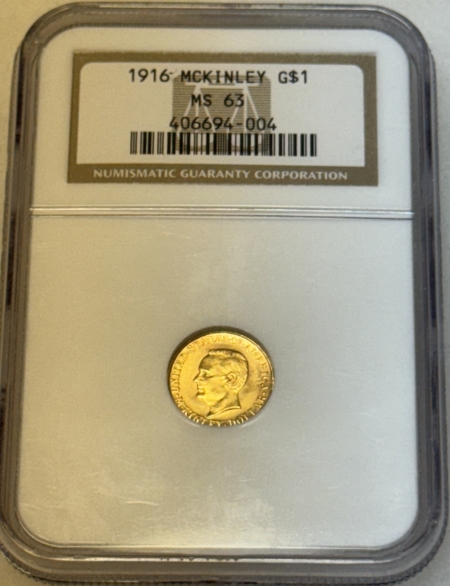 Early Commems 1916 MCKINLEY $1 GOLD COMMEMORATIVE – NGC MS-63, CHOICE!