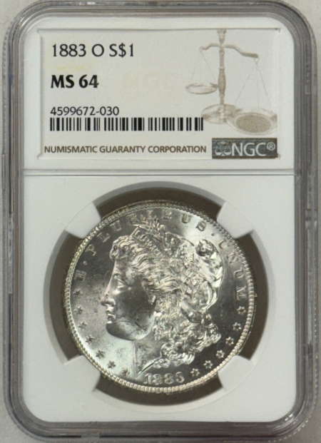 Dollars 1883-O $1 MORGAN DOLLAR – NGC MS-64, BLAST WHITE!