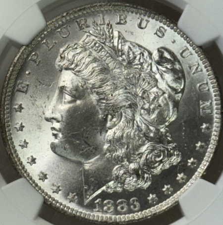 Dollars 1883-O $1 MORGAN DOLLAR – NGC MS-64, BLAST WHITE!