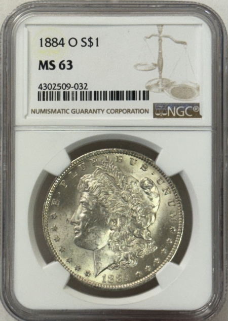 Dollars 1884-O $1 MORGAN DOLLAR – NGC MS-63, CHOICE!