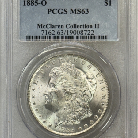 Dollars 1885-O $1 MORGAN DOLLAR – PCGS MS-63, BLAST WHITE!