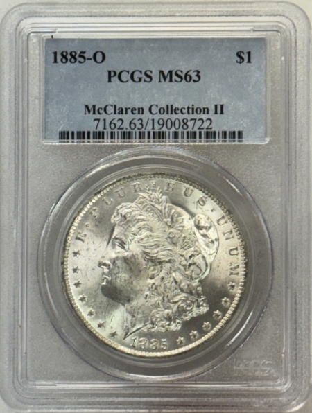 Dollars 1885-O $1 MORGAN DOLLAR – PCGS MS-63, BLAST WHITE!