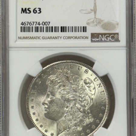 Dollars 1898 $1 MORGAN DOLLAR – NGC MS-63, NICE FRESH W/ ORIGINAL LUSTER