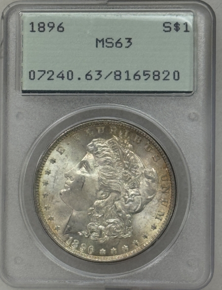 Dollars 1896 $1 MORGAN DOLLAR – PCGS MS-63, RATTLER HOLDER!