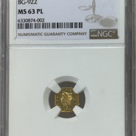 New Certified Coins 1870 50c OCTAGONAL CALIFORNIA FRACTIONAL GOLD BG-922 NGC MS-63 PL PROOFLIKE WOW!