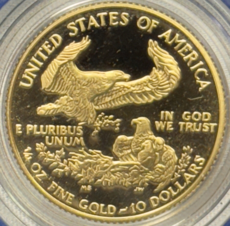 American Gold Eagles, Buffaloes, & Liberty Series 1992-P $10 PROOF 1/4 OZ AMERICAN GOLD EAGLE – GEM PROOF IN ORIGINAL BOX (NO COA)