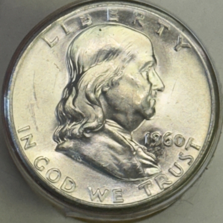 Coin Rolls 1960 FRANKLIN HALF DOLLARS – ORIGINAL BRILLIANT UNCIRCUALTED 20 COIN ROLL, NICE!