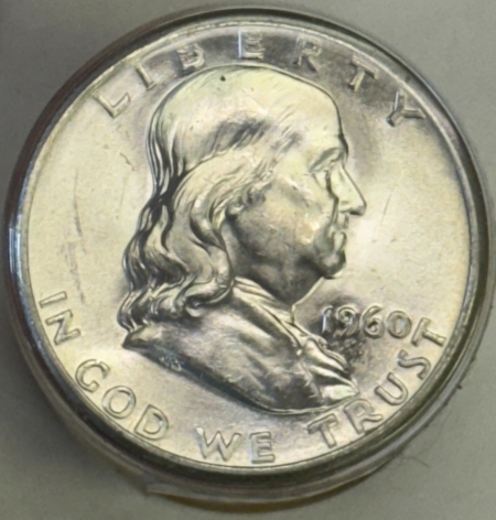 Coin Rolls 1960 FRANKLIN HALF DOLLARS – ORIGINAL BRILLIANT UNCIRCUALTED 20 COIN ROLL, NICE!