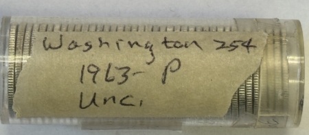 Coin Rolls 1963 WASHINGTON QUARTERS – ORIGINAL BRILLIANT UNCIRCULATED 40 COIN ROLL, NICE!