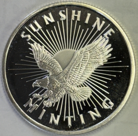 Bullion 1/2 ROLL OF 10 .999 SILVER SUNSHINE MINT PROOF 1 OZ SILVER ROUNDS, 10 OZ TOTAL!
