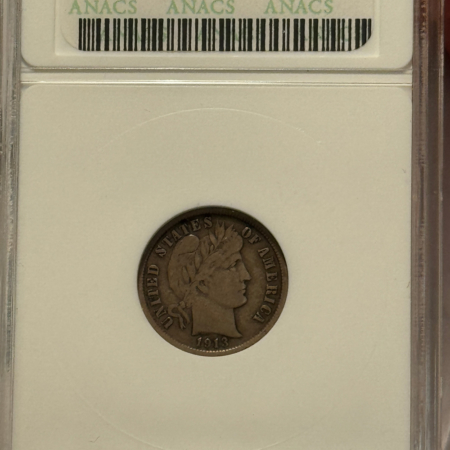 Barber Dimes 1913-S BARBER DIME – ANACS VF-20, LOVELY KEY-DATE!