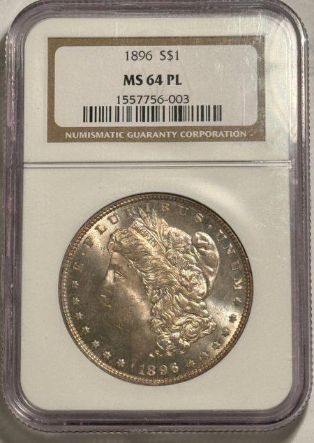 Dollars 1896 $1 MORGAN DOLLAR – NGC MS-64 PL, SMOOTH!