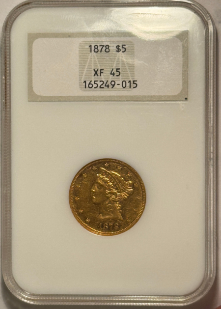 $5 1878 $5 LIBERTY GOLD HALF EAGLE – NGC XF-45, FATTIE, UNDERRATED & SUPER PQ!