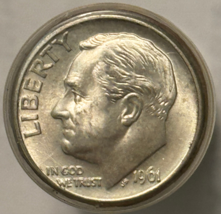 Coin Rolls 1961-D ROOSEVELT DIME ORIGINAL TUBED ROLL, FRESH GEM BU!