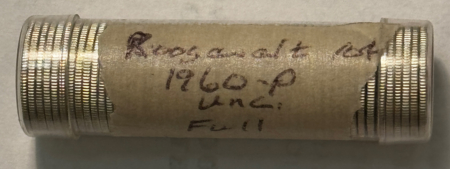Coin Rolls 1960-P ROOSEVELT DIME ORIGINAL TUBED ROLL, FRESH GEM BU!