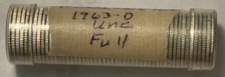 Coin Rolls 1963-D ROOSEVELT DIME ORIGINAL TUBED ROLL, FRESH GEM BU!