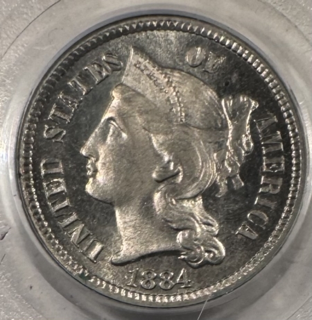 New Certified Coins 1884 PROOF THREE CENT NICKEL – PCGS PR-66, OLD GREEN HOLDER & PREMIUM QUALITY!